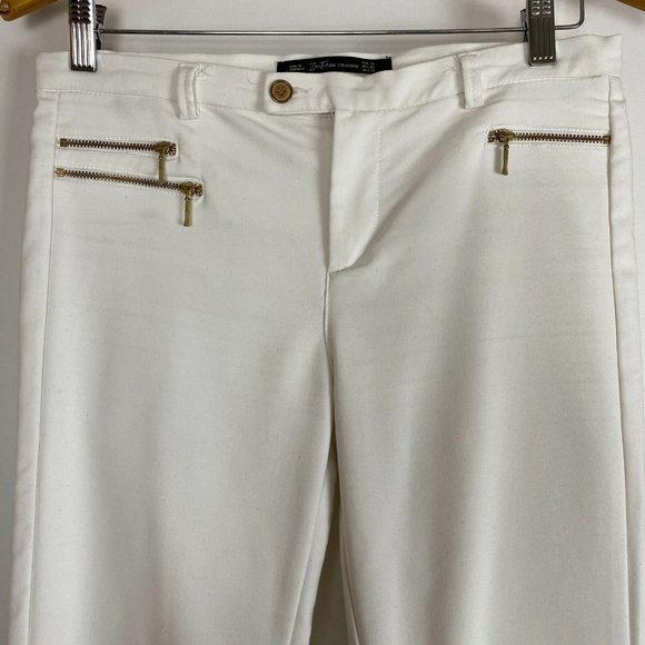 Zara Womens White Mid Rise Slim Capri Pant Size 10 - Picture 2 of 11